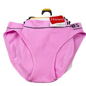 Lot Of 3 Hanes Women's Sz Large Panty Briefs Original Ribbed Assorted Colors New